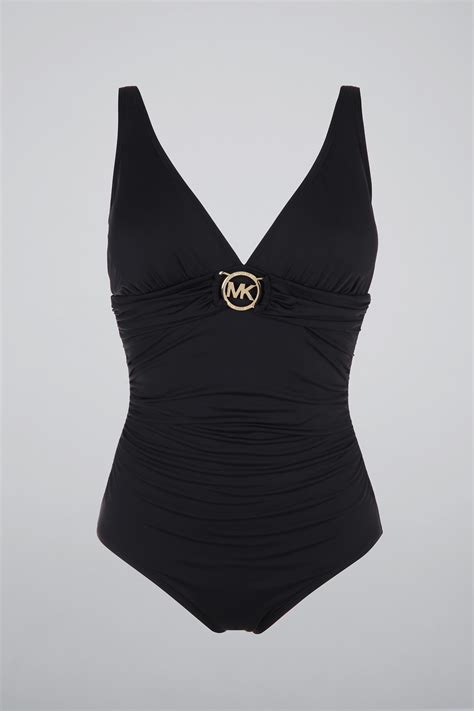 michael kors one piece swimsuit black belt with gold|Women's Black Swimwear .